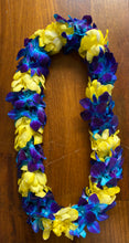 Load image into Gallery viewer, Blue &amp; Yellow Double Orchid Lei

