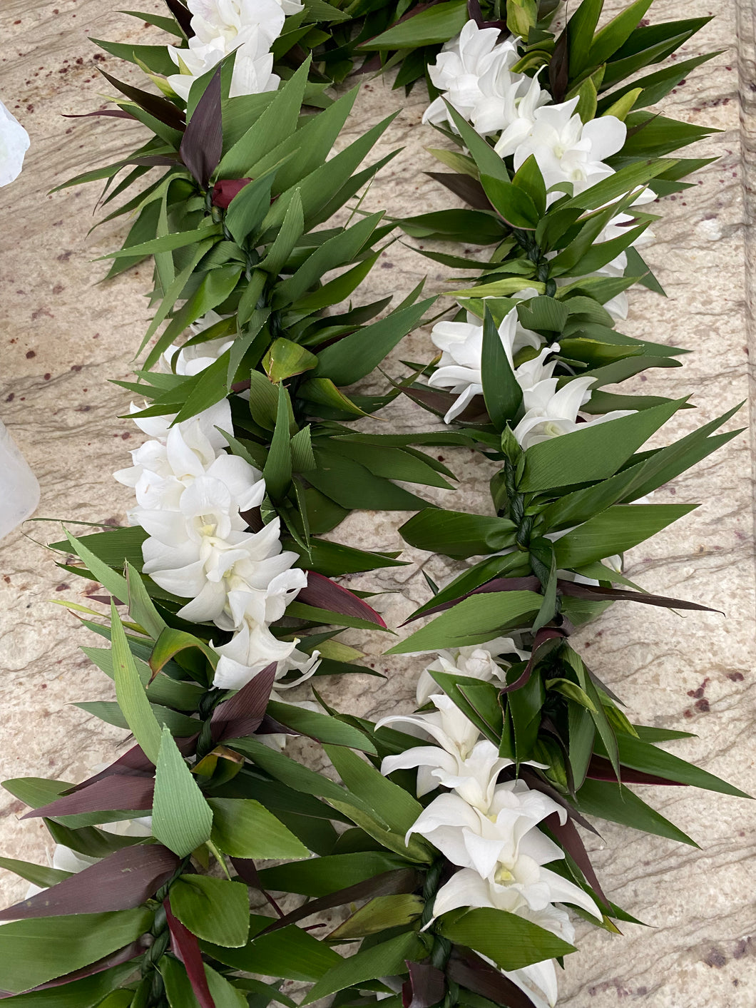 Maile Style Ti Leaf Lei/Orchid Wrap
